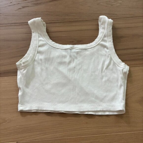 SHEIN Cream Ribbed Tank Top - Picture 2 of 3